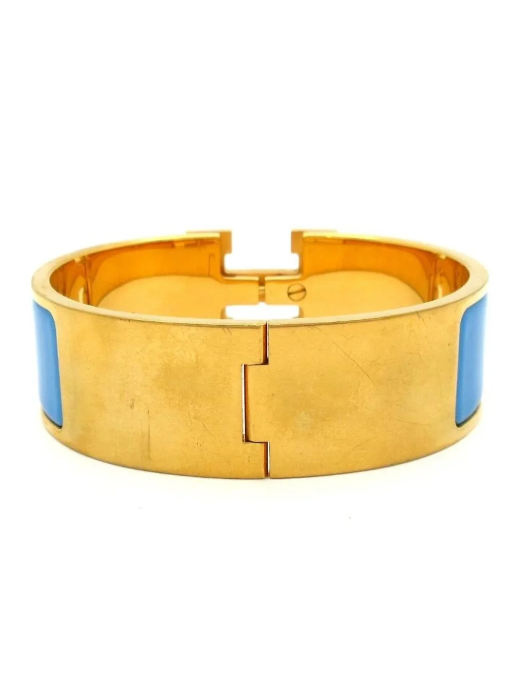 Hermes Bangle Clic Clac Gold Light Blue Bracelet